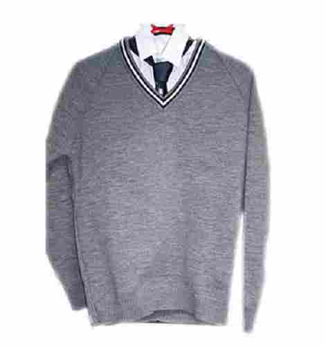 Long Sleeve V Neck Plain Woolen School Sweaters