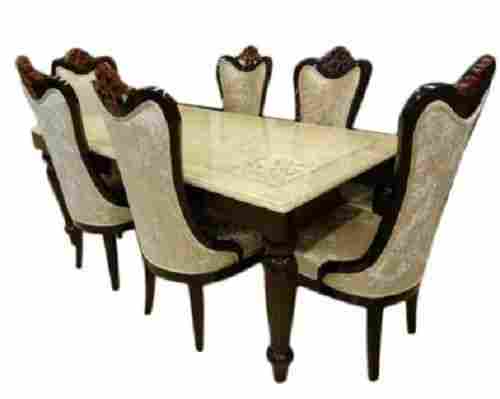 6 Seater Polished Machine Cutting Teak Wooden Dining Table Set For Home Furniture