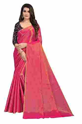 Party Wear Soft Shiny Cotton Silk Sarees With Blouse Piece