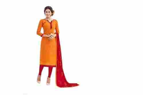Plain 3 By 4 Sleeve Plain Cotton Salwar Suit For Ladies