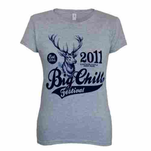 Short Sleeves Round Neck Cotton Printed T Shirt For Ladies