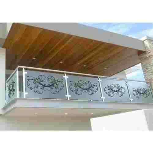 Balcony Stainless Steel Silver Glass Railing For Home