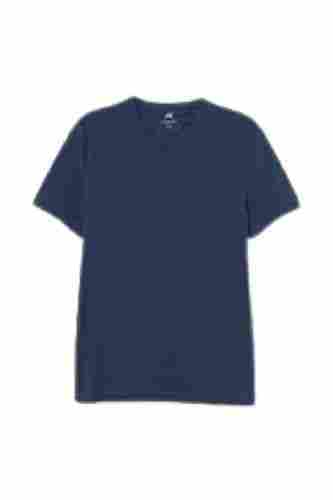 Mens Navy Blue Short Sleeve V Neck Casual Wear Plain Cotton T Shirts