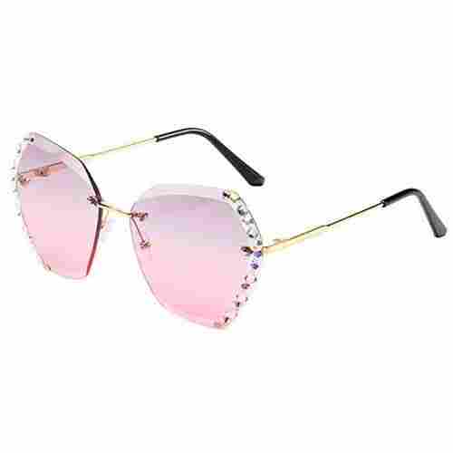 Polished Metal Frame Glass Lenses Fashionable Sunglasses For Ladies