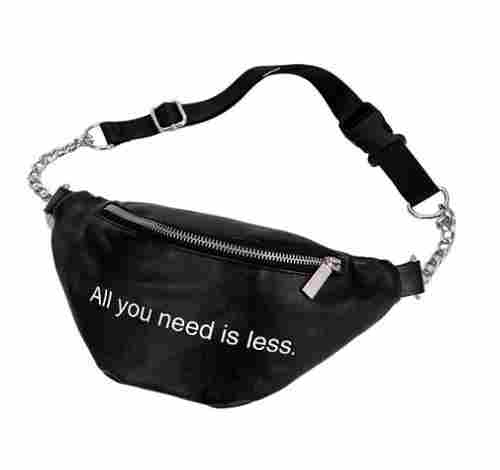 Smooth Pu Leather Zip Closure Waist Bag For Travelling Use 