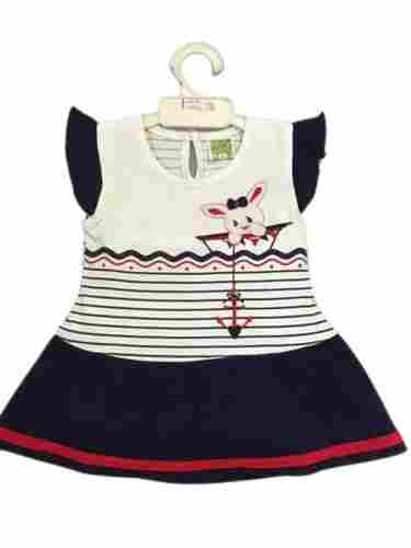 Comfortable Short Sleeves Round Neck Daily Wear Cotton Frock For Baby 