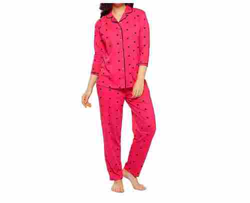 3 By 4th Sleeves Cotton Printed Night Suit For Ladies