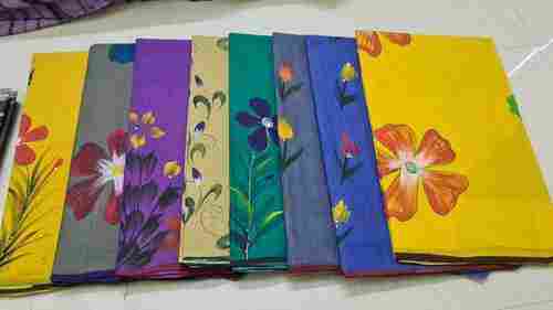 6.3 M Ladies Beautiful Painting Cotton Sarees With Blouse Piece