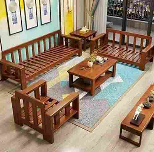 Termite Proof Rectangular Shape Wooden Sofa Set Without Cusion