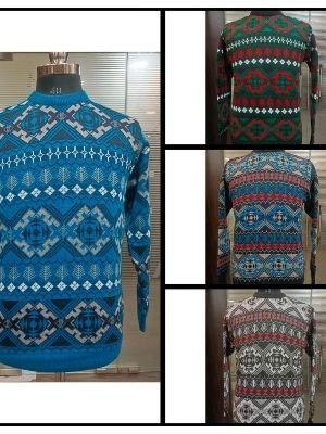 All Unisex Printed Crew Neck Long Sleeves Knitted Sweater For Winter Wear