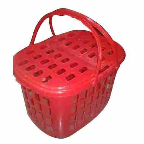 Rectangular High Density Poly Ethylene Plastic Storage Basket With Handle 