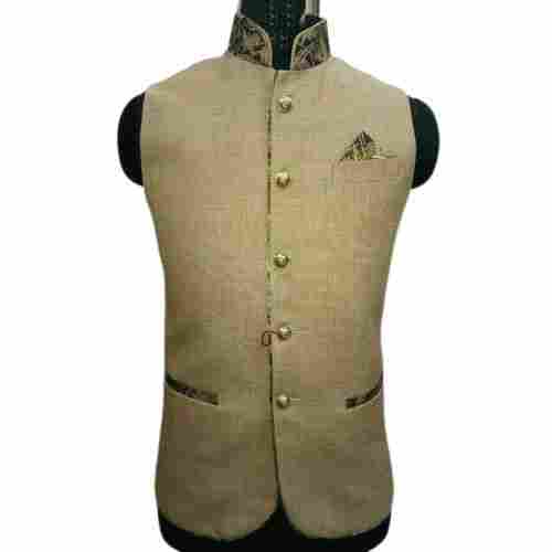 Washable And Skin Friendly Sleeve Less Cotton Nehru Jacket With Double Pocket 