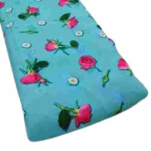 Blue With Pink Printed Washable 100% Georgette Fabric, 45 Inch Length, 58 Inch Width