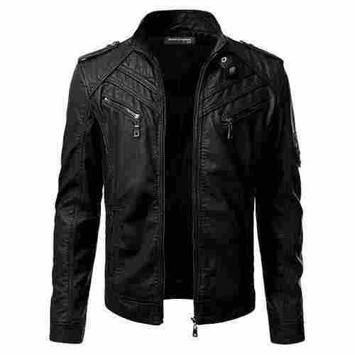 Modern Desing Black Leather Mens Jacket For Winter Season