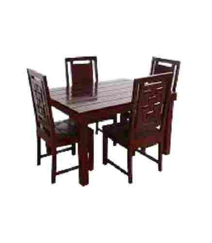 Rectangular 4 Seater Polished Glossy Finish Wooden Dinning Table Set 