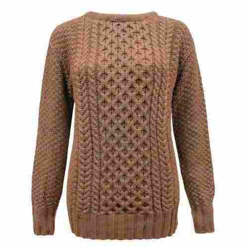 Full Sleeve Crew Neck Soft And Warm Knitted Wool Sweater For Ladies 