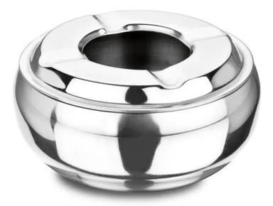Silver 6 Inch Heat Resistant Polished Finish Stainless Steel Portable Round Ashtray 