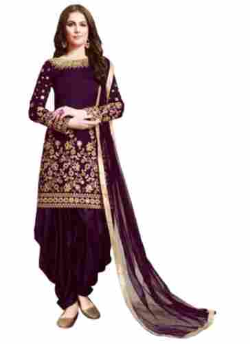 Festive Wear Embroidered Silk Patiyala Salwar Suit For Women 