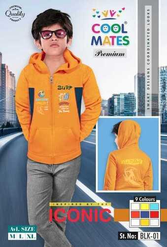 Multi Colors Boys Full Sleeves Hoodie With Sequence Work