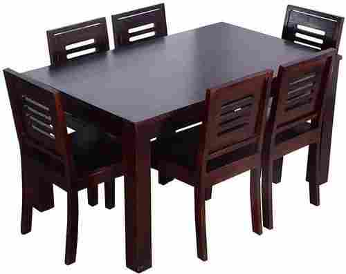 Indian Style Carpentry Polished Finish Solid Teak Wood 6 Seater Dining Table Set