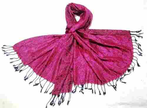 Washable Casual Wear Modern Silk And Cotton Printed Jamawar Shawl