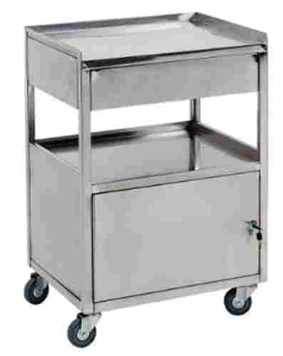3 Feet Long Rectangular Polished Stainless Steel Trolley Cabinet