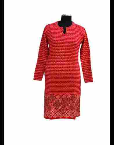 Ladies Plain Woolen Full Sleeves Kurti For Casual Wear