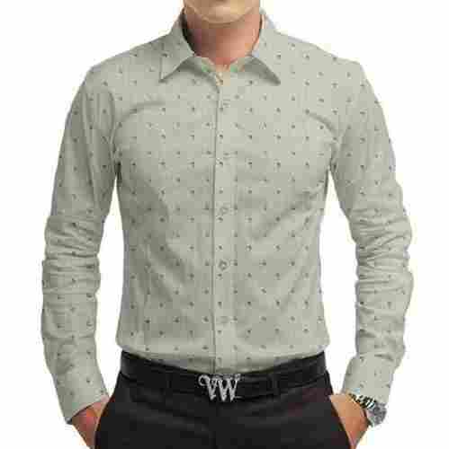 Full Sleeves Straight Collar Printed Cotton Shirt For Mens