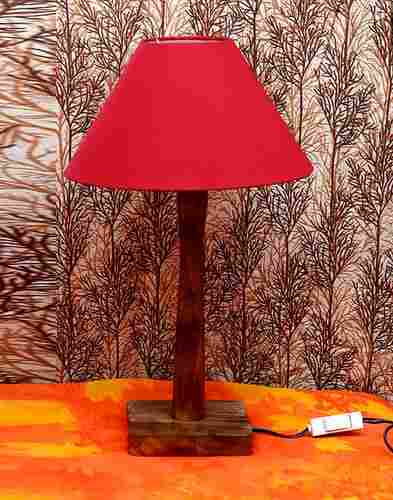 Decorative Electric Mango Wood Table Lamp With 10 Inch Fabric Shade