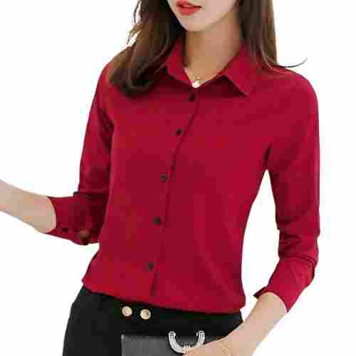 Formal Wear Regular Fit 3/4th Sleeve Classic Collar Plain Cotton Ladies Shirt