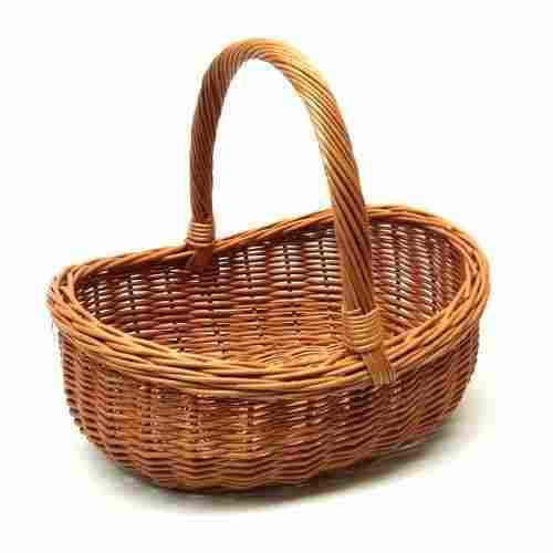 Matte Finished Solid Wooden Basket For Shopping Use With Handle