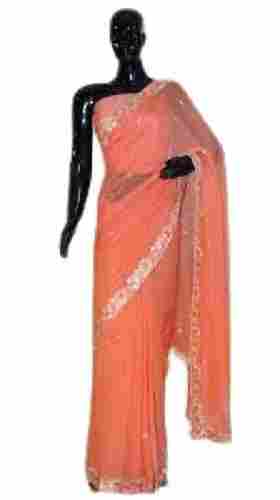 Party-Wear Bollywood Style Floral Print Embroidered Chiffon Saree For Ladies