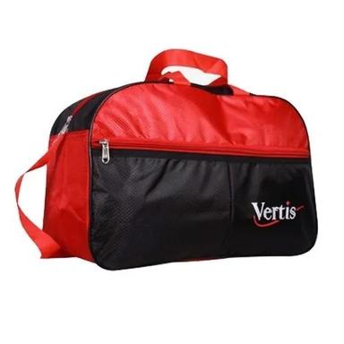 Black And Red 15X12 Inch Zipper Closure Polyester Promotional Duffle Bag 
