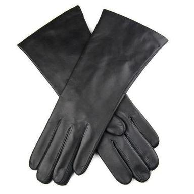 Black Premium Quality Full Fingered Plain Water Proof Washable Leather Gloves