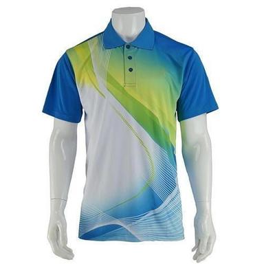 Short Sleeves Polo Collar Unfadable Printed Polyester Cotton Sports T Shirt Age Group: Adults