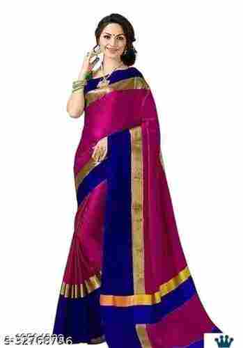 Festival And Party Wear Cotton Saree With Broad Double Zari Border
