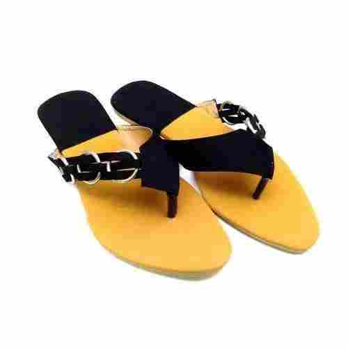 Fancy Non Slip Flat Casual Wear Leather And Pvc Slipper For Ladies 
