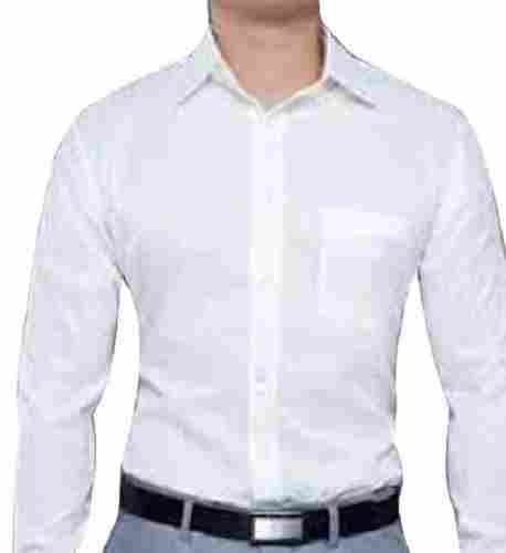 Plain Full Sleeves Cotton White Shirt For Mens