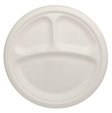 12 Inches Matte Finish Round Disposable Three Compartment Plate