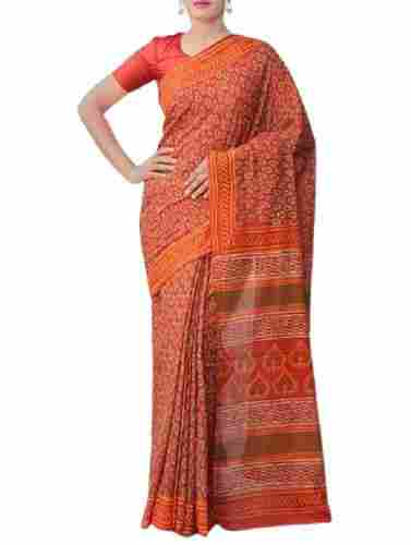 Casual Wear Skin Friendly Printed Cotton Saree With Blouse Piece