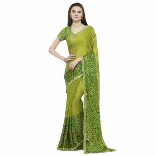 Casual Wear Soft Skin Friendly Printed Chiffon Saree With Blouse Piece