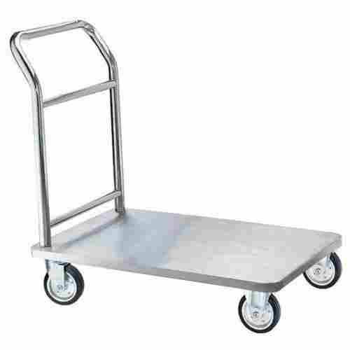100 Kilograms Capacity Polished Stainless Steel Platform Trolley With 4 Wheels