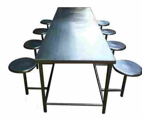 7x2.5x3 Foot Rectangular Eight Seater Polished Stainless Steel Dining Table Set