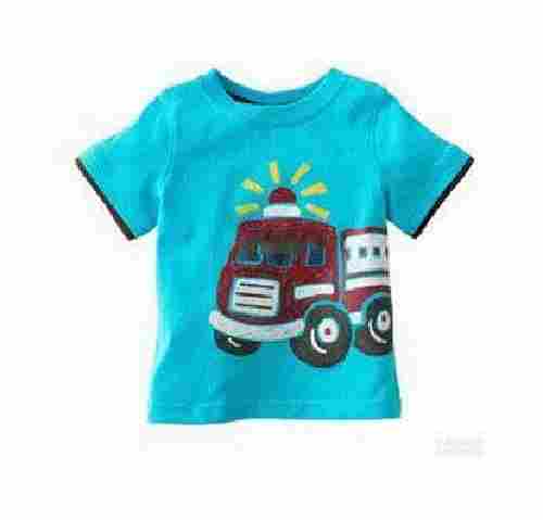 Short Sleeves Modern Printed Round Neck Kids Cotton T-Shirt For Above 5 Years