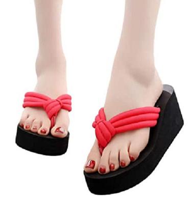 Black And Red Premium Quality Flip Flop High Heel Eva Slippers For Ladies 