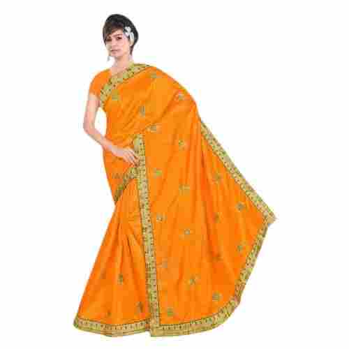 Designer Party Wear Embroidered Ladies Art Silk Sarees With Blouse Piece