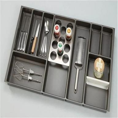 Silver Rectangular Pvc Cutlery Tray For Kitchen