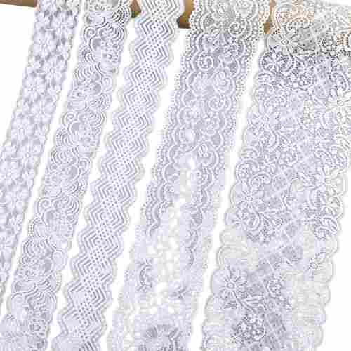 White Strips Polyester Lace