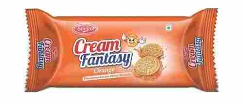120 Grams Pack Round Normal Sweet And Crunchy Orange Cream Biscuit