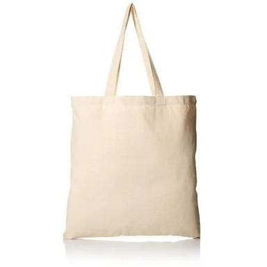 White 11X16 Inches Washable Hand Length Handle Plain Cotton Carrier Bag